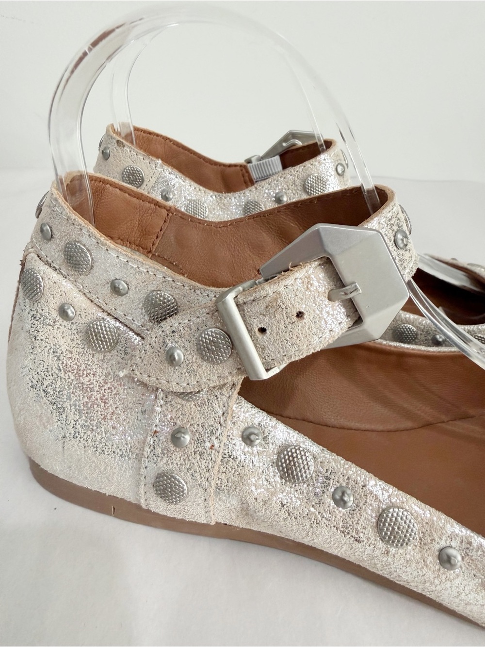 FREE PEOPLE Mystic Mary Jane Flats Champagne Studded Festival Size 38 - Picture 6 of 14
